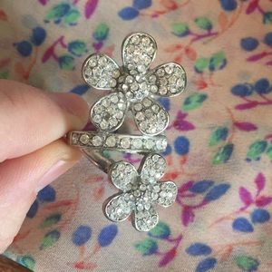 Crystal Flower Statement Ring